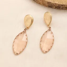DressBerry Brown Gold Plated Stone Studded Drop Earrings-image-84
