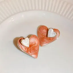 Bellofox Brown & White Heart Shaped Stud Earrings-image-30
