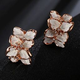 DIVASTRI Gold Plated Artificial Stones Studded Floral Studs-25