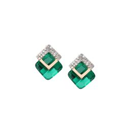 DIVASTRI Gold-Plated Artificial Stones Studded Square Studs-12