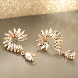 DIVASTRI Gold-Plated Artificial Stones Quirky Drop Earrings-image-17
