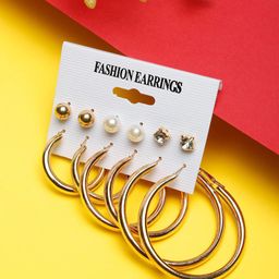 DIVASTRI Set of 12 Gold-Plated Artificials Stones Studded Leaf Drop Earrings-9