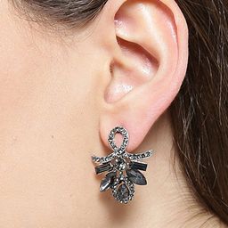 DIVASTRI Silver-Plated Artificial Stones Studded Contemporary Drop Earrings-14