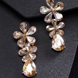 DIVASTRI Gold-Plated Artificial Stones Studded Floral Shaped Drop Earring-54