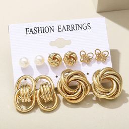 DIVASTRI Set of 11 Gold-Plated Artificial Stones Studded And Beaded Circular Studs-44