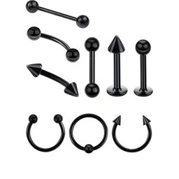 Yellow Chimes Black Set of 9 Helix Cartilage Body Piercing Earrings-39