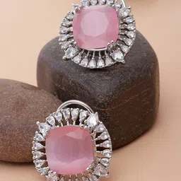 ZENEME Pink Contemporary Studs Earrings-image-70