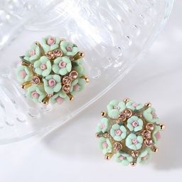 SOHI Green & Gold-Plated Floral Studs-29