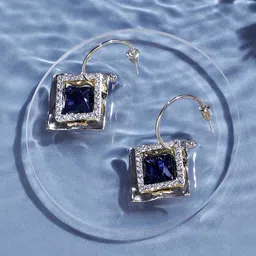 SOHI Gold-Plated Contemporary Drop Earrings-17