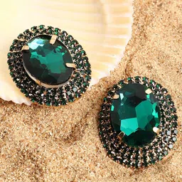SOHI Women Green Studs Earrings-picture-17