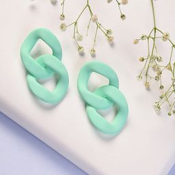 SOHI Green Contemporary Studs Earrings-image-26