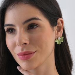 SOHI Green Contemporary Studs Earrings-43