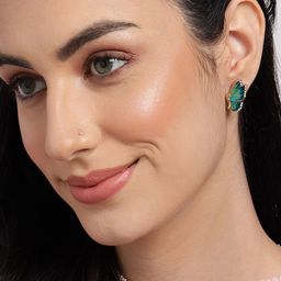 SOHI Blue & Gold-Plated Contemporary Studs Earrings-44