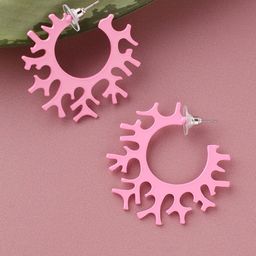 SOHI Pink Contemporary Hoop Earrings-46