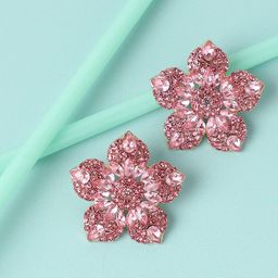 SOHI Women Gold Plated Pink Floral Studs Earrings-49
