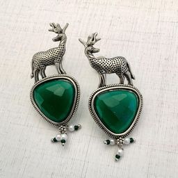 ABDESIGNS Silver-Plated Greman Silver Oxidised Drop Earrings-45
