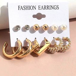 KARATCART Set Of 6 Gold Plated Contemporary Earrings-30