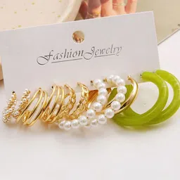 KARATCART Set Of 6 Gold-Plated Contemporary Hoop Earrings-55