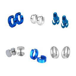 KARISHMA KREATIONS Set Of 6 Silver-Plated Contemporary Dumbells Stud & Hoop Earrings-70