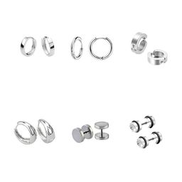 KARISHMA KREATIONS Men Set Of 6 Silver-Plated Circular Stud Earrings-18