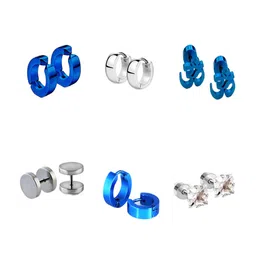 KARISHMA KREATIONS Set Of 6 Silver Plated Cubic Zirconia Studs-image-80