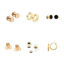 KARISHMA KREATIONS Set Of 6 Gold-Plated Contemporary Studs Earrings-5