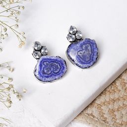 TEEJH Silver-Toned Contemporary Studs Earrings-image-70