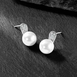 Peora Silver-Plated Contemporary Studs Earrings-13