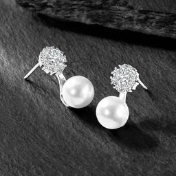 Peora Silver-Plated Contemporary Studs Earrings-14