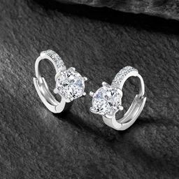 Peora Silver-Plated Contemporary Cubic Zirconia Studs Earrings-42