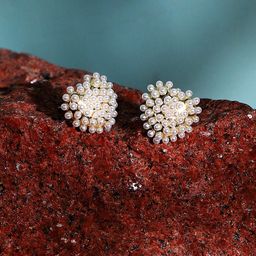 SOHI Gold-Plated Heart-Shaped Beaded Studs Earrings-20