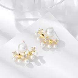 Jewels Galaxy Gold-Plated Contemporary Studs Earrings-12