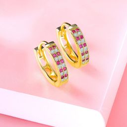 Peora Gold-Plated Contemporary Studs Earrings-2
