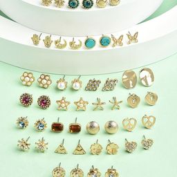 AMI Set of 25 Gold-Plated Contemporary Studs Earrings-79