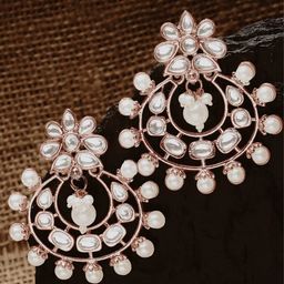 KARATCART Rose Gold-Plated Contemporary Drop Earrings-20