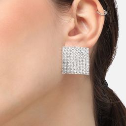 SOHI Silver-Plated Contemporary Studs Earrings-18