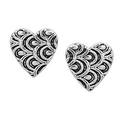 Abhooshan Sterling Silver Heart Shaped Oxidised Studs-54