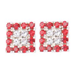 Abhooshan Unisex 925 Silver Stone Studded Square Studs Earrings-19