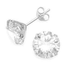 Abhooshan 92.5 Sterling Silver Round Shaped Cubic Zirconia Studded Stud Earrings-53
