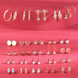 AMI Set Of 25 Gold-Plated Contemporary Studs Earrings-74
