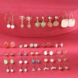 AMI Set Of 25 Gold Plated Studs & Drop Earrings-77