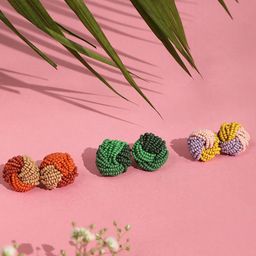 SOHI Set Of 3 Artificial Beads-Beaded Contemporary Studs Earrings-image-12