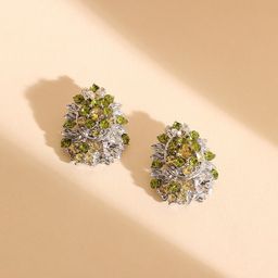 SOHI Gold Plated Stone Studded Contemporary Stud Earrings-5