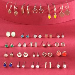 AMI Set Of 25 Gold Plated Studs & Hoop Earrings-72