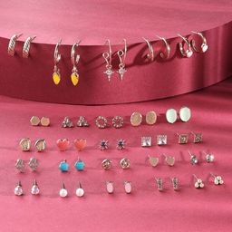 AMI Set Of 25 Contemporary Studs Drops & Half Hoops Earrings-22