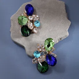 SOHI Gold-Plated Contemporary Studs Earrings-15