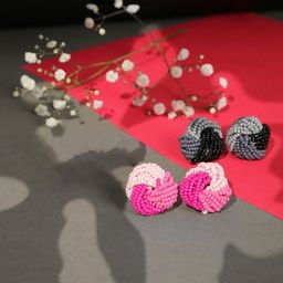 SOHI Set Of 2 Artificial Beads-Beaded Contemporary Studs Earrings-image-32