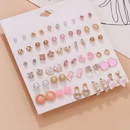 Fashion Frill Set Of 30 Gold-Plated Contemporary Studs Earrings-18