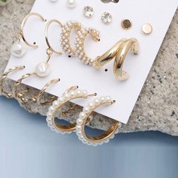 Jewels Galaxy Women Gold-Toned & White Contemporary Studs Earrings-image-72