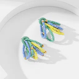 Yellow Chimes Beaded Drop Earrings-image-4
